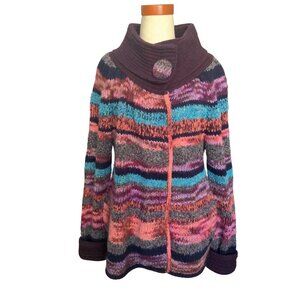 Leifsdottir  ( Anthropology) Multicolor Striped Knit Cardigan With Button Closur